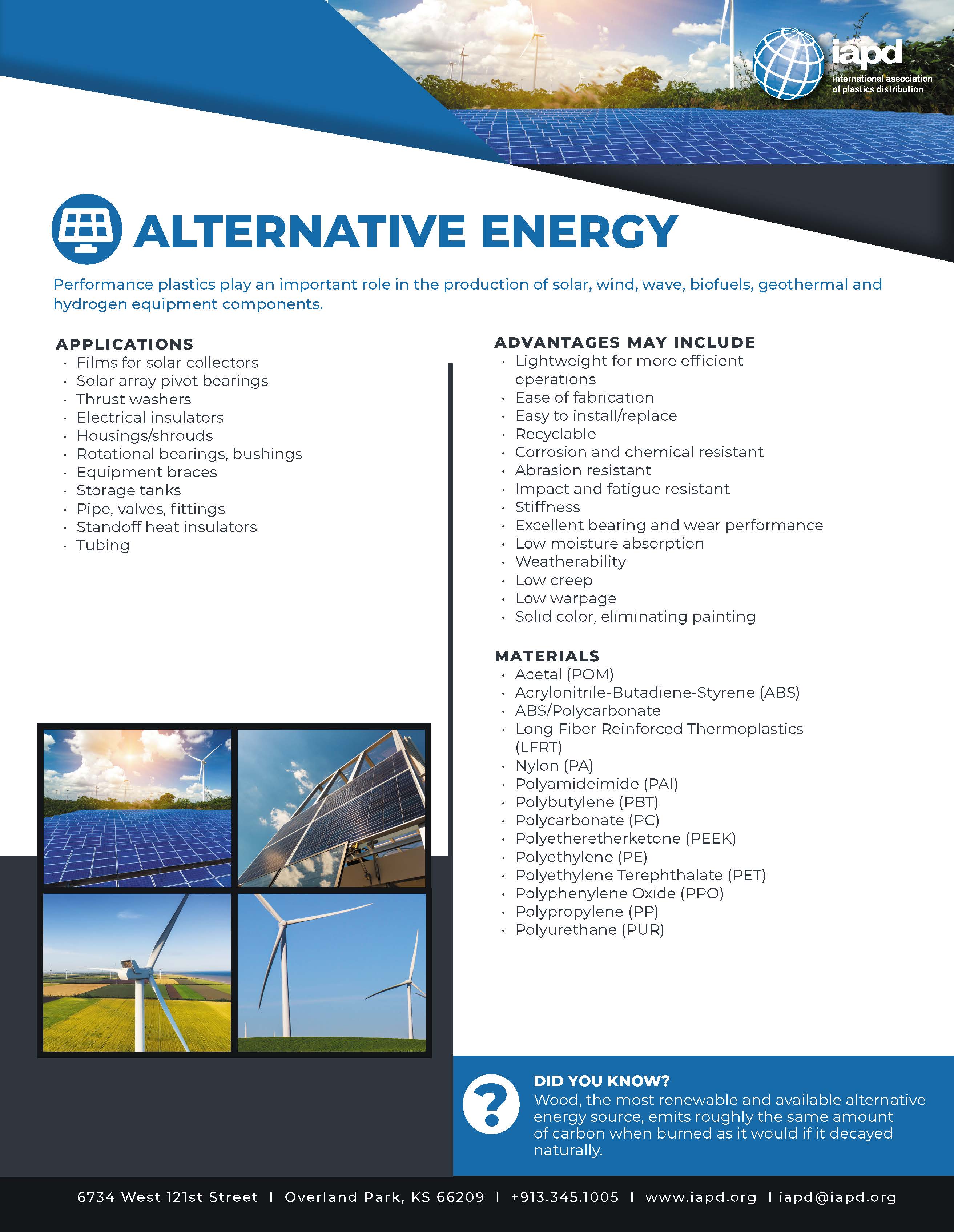 Top 26 Markets for Plastics: Alternative Energy