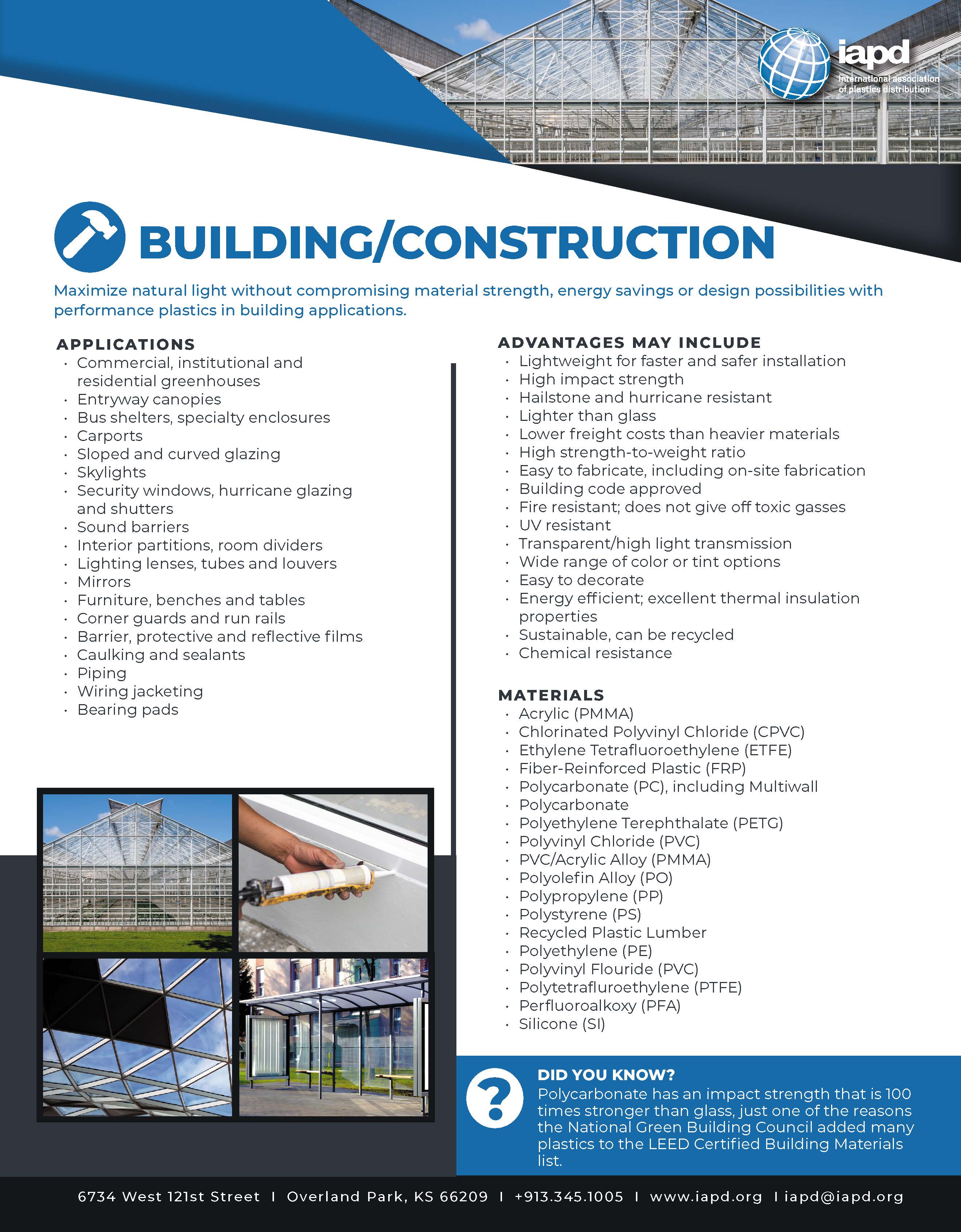 Top 26 Markets for Plastics: Building and Construction