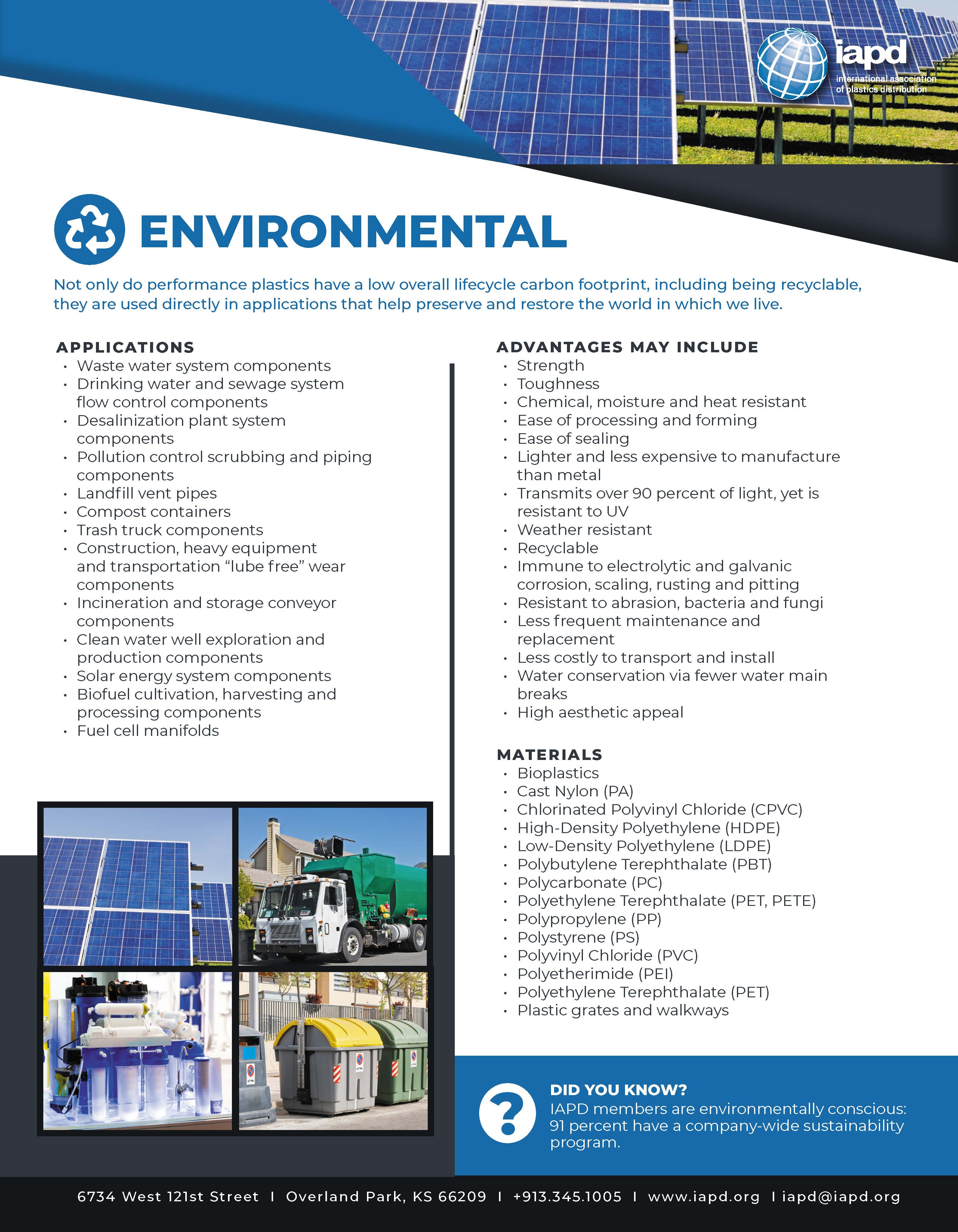 Top 26 Markets for Plastics: Environmental