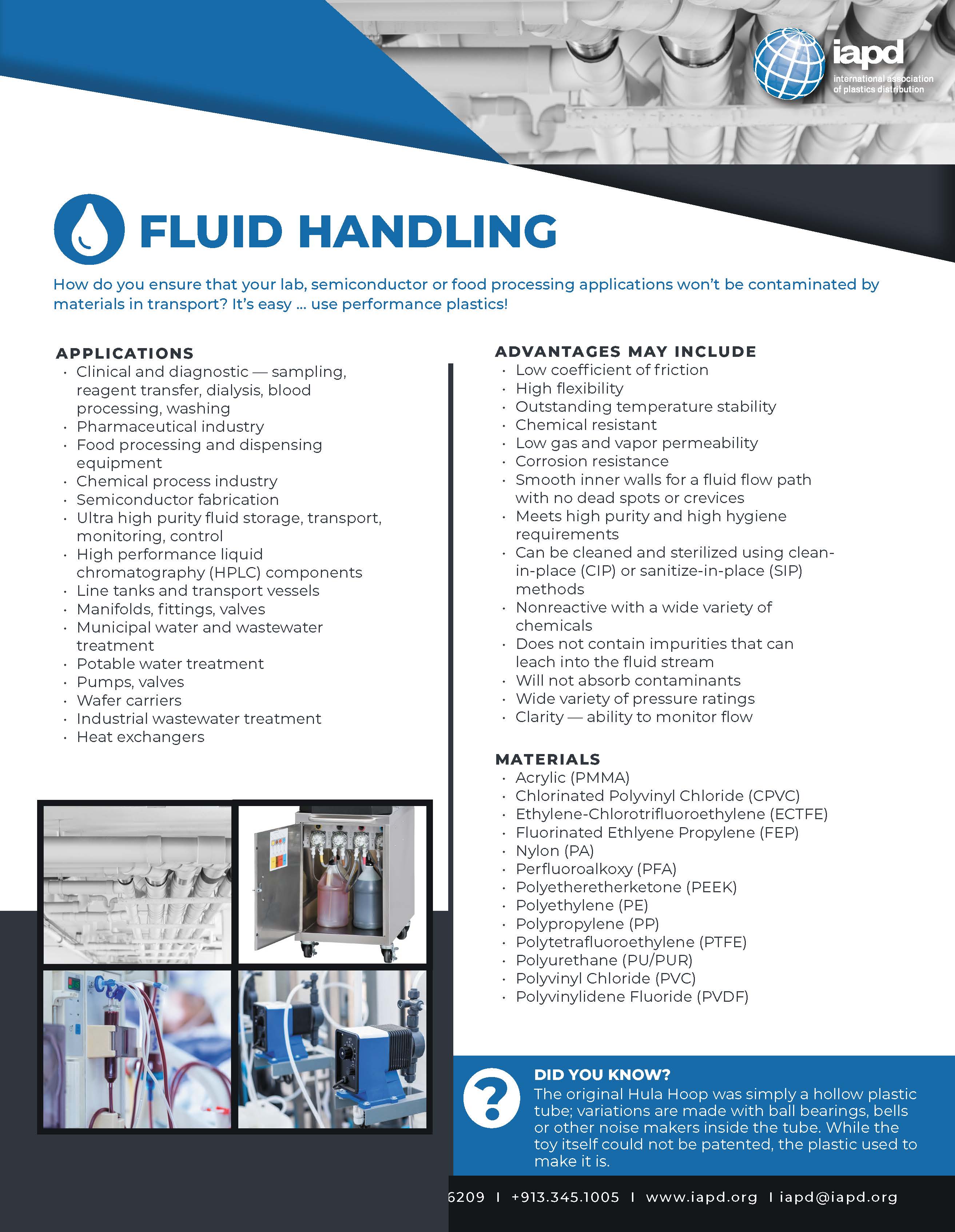 Top 26 Markets for Plastics: Fluid Handling