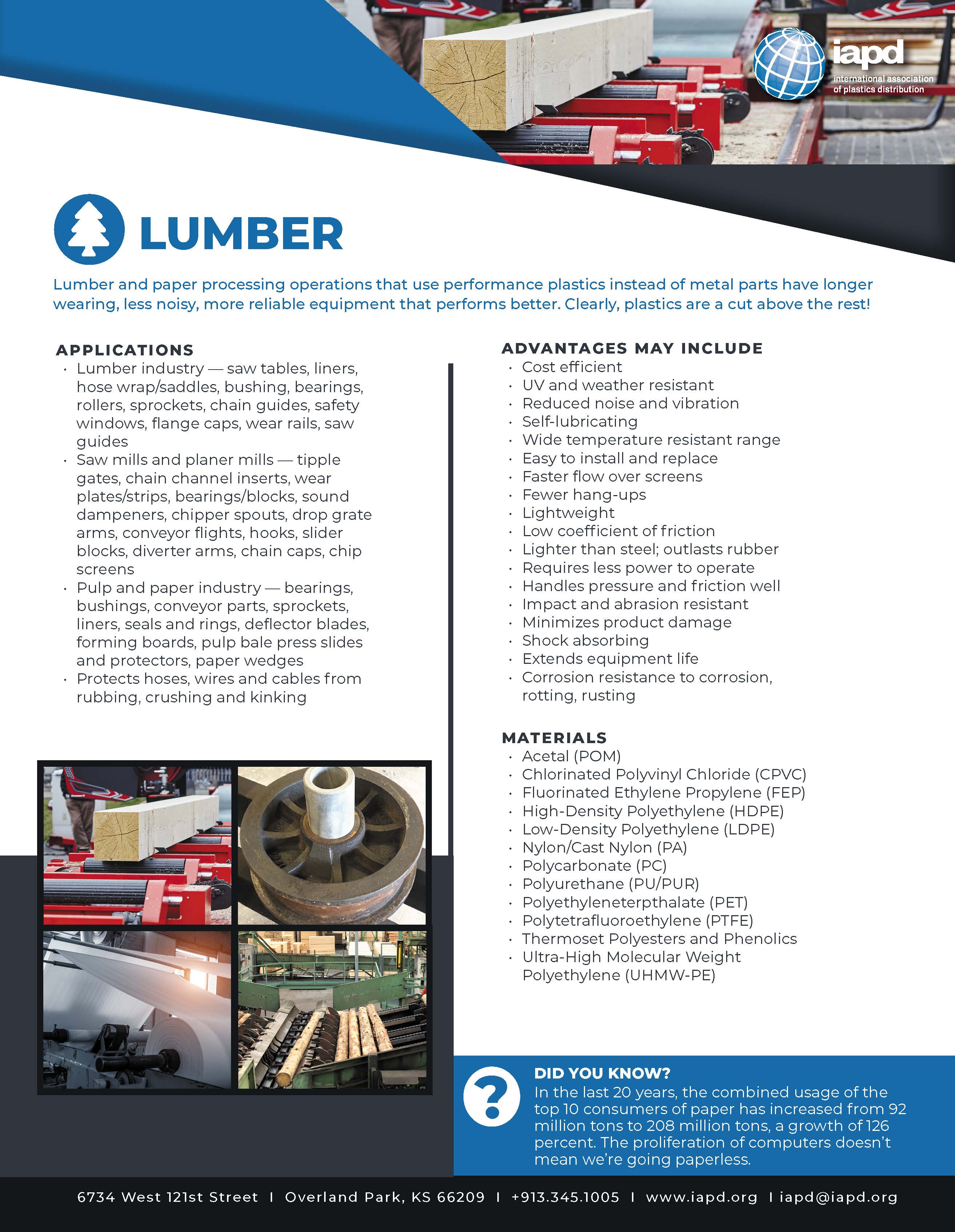 Top 26 Markets for Plastics: Lumber