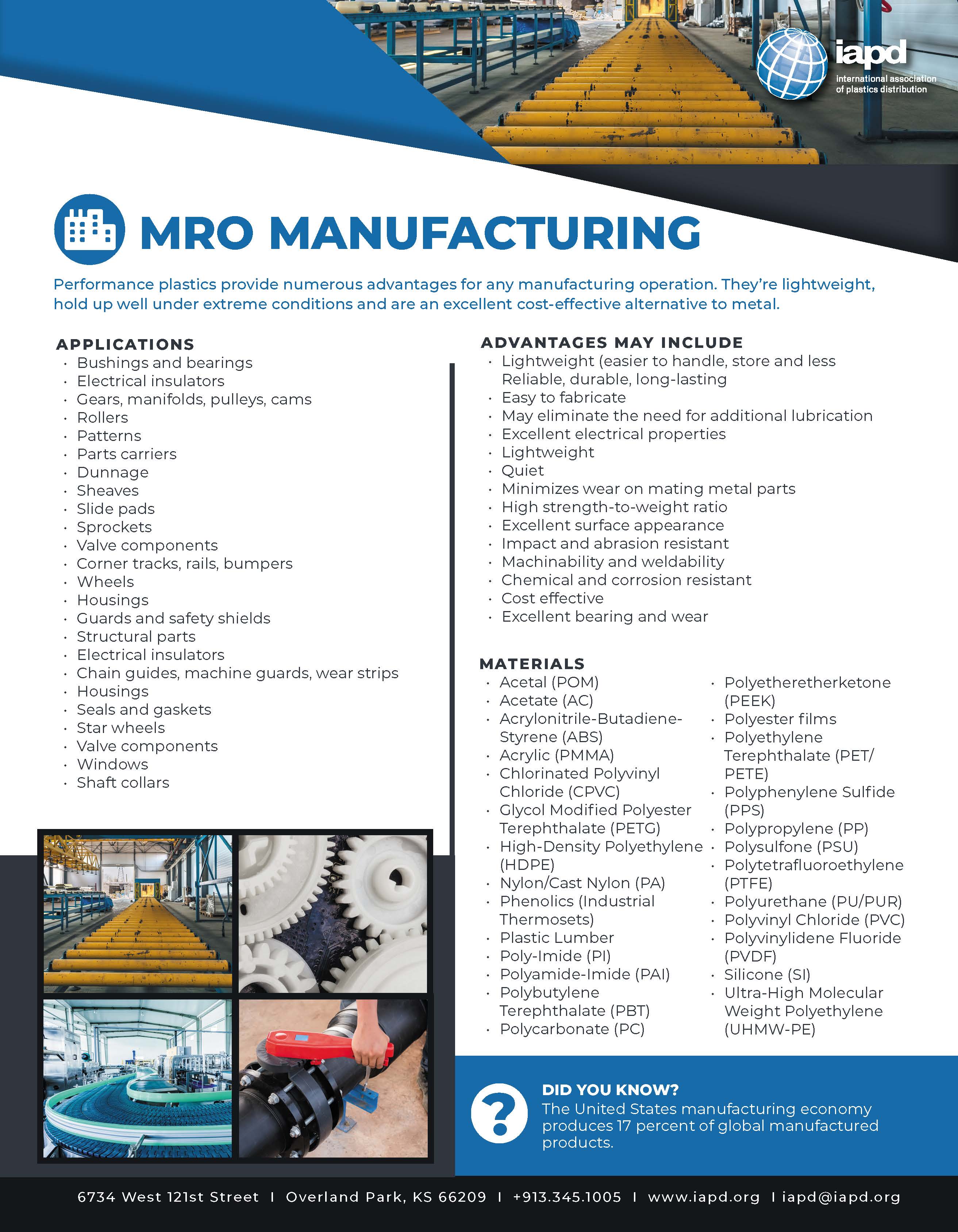 Top 26 Markets for Plastics: MRO Manufacturing